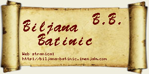 Biljana Batinić vizit kartica